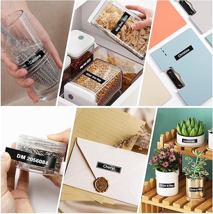 RAEMALL Replacement for Brother TZe-335 TZ-335 Laminated P Touch Label Tape 12mm 0.47 Inch White on Black Label Maker Tape for Brother PT-D210 H110 D220 D410, 5 Pack-DeskLoop Office