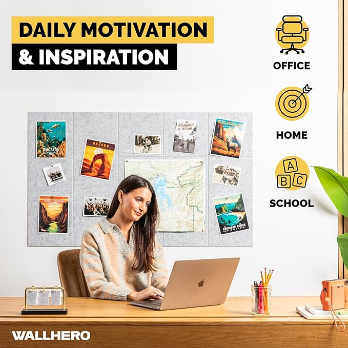 Office Cork Board, 59"x36" | 15 Pack | Large Cork Boards for Walls, Tac Board, Wall Protector for Dart Board, Corks Boards, Corkboard for Wall, Felt Board Tiles (Gray Marble)-DeskLoop Office