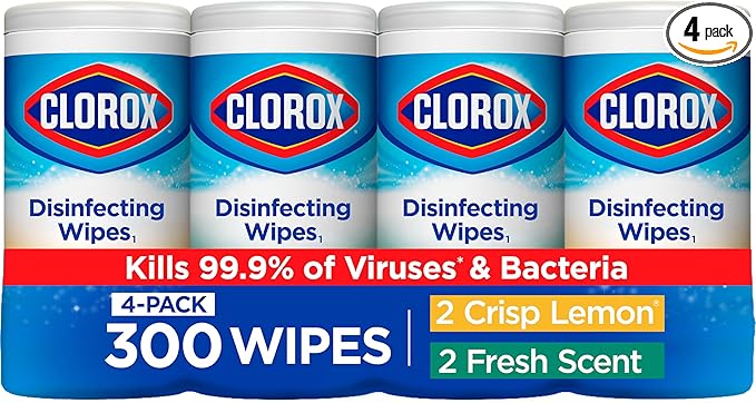 Clorox Disinfecting Wipes Value Pack, Bleach Free Cleaning Wipes, Dorm Room Essentials, 75 Count Each, Pack of 4-DeskLoop Office