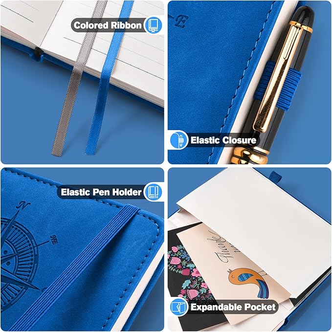 Notebook Journal for Women Men: Leather Journal for Writing, Hardcover College Ruled Journals Notebooks with Thick Paper, Large A4 Daily Journal for Travel, Diary, Gifts for Teens, 8.5"×11", Blue-DeskLoop Office