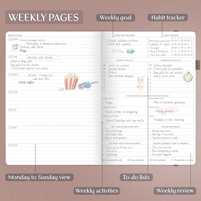 Legend Planner PRO Premium – Large Undated Weekly, Monthly & Budget Planner with Habit Tracker – Life Organizer for Time & Task Management, Goal Setting & Productivity – A4 Size (Rose Gold, New Cover)-DeskLoop Office