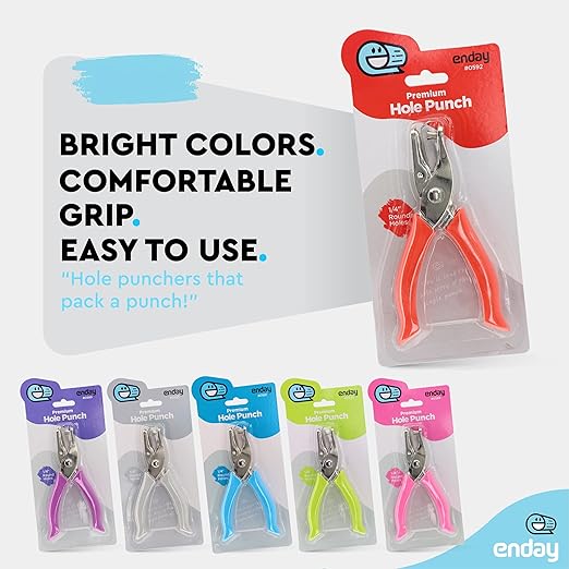 Premium Single Hole Paper Punch Cushion Grip Heavy Duty Hole Puncher for Greeting Cards Scrapbook Notebook Puncher Craft Paper Hand Tool - Assorted Colors, Colors May Vary - by Emraw (1PK)-DeskLoop Office