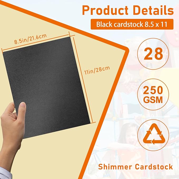 28 Sheets Shimmer Black Cardstock 8.5 x 11 Scrapbooking Paper, 92lb Premium Certificate Paper Card Stock for Wedding, Crafting, Greeting Cards, DIY Making Cards, Menus, Party-DeskLoop Office