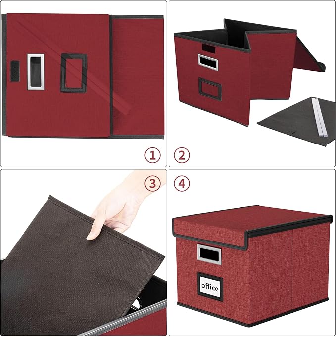 File Organizer Box with Lid, Collapsible File Folder Organizer - Image 7