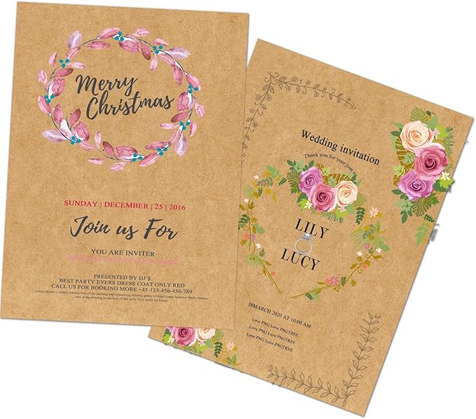 5x7 Blank Kraft Cardstock Paper (Set of 50) Thick Paper - 80lb Flat Cards Stock Printer Paper for Make Your Own DIY Invitations, Note, Greeting, Table Cards - Writing, Stamping, Painting, Drawing-DeskLoop Office