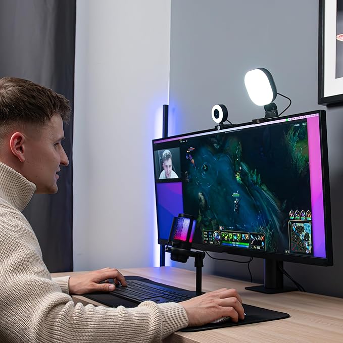 Live Streaming Kit- Perfect for Streaming Video Games on Twitch, YouTube, Podcasts and Working from Home. includes 1920x1080p Webcam, Professional USB Microphone, and One LED Multi-Color Light-DeskLoop Office