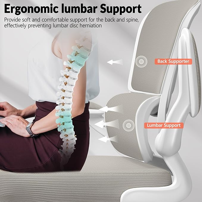 Home Office Desk Chair, Ergonomic Office Chair with Lumbar Support and Adjustable Armrests, Rocking Office Chair, Breathable Mesh Mid Back Computer Chair, Modern Comfy Desk Chair-DeskLoop Office