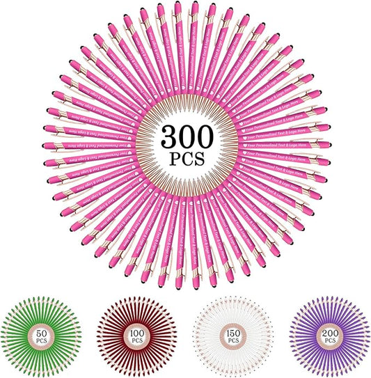 STREADVE 300 Personalized Custom Pens Engraved Writing Pen with Name Logo, Customized Promotional Items Stylus Pen Gifts for Women Realtor Quinceañera Wedding Business, Pink-DeskLoop Office