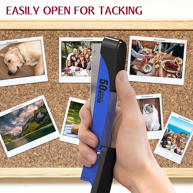 Metal Stapler Heavy Duty 50 Sheet Capacity with 1750 Staples and Staple Remover, Full Strip Staplers for Desk, No Jam, Non-Slip for Office & Classroom, Blue-DeskLoop Office