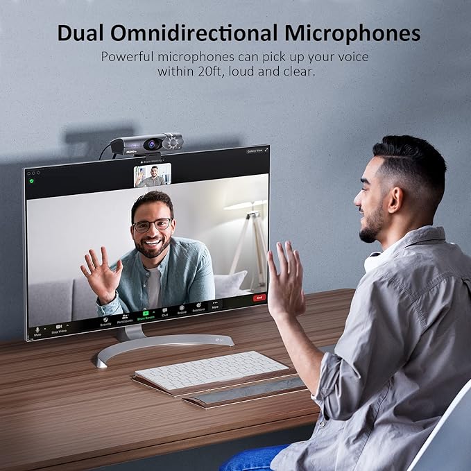 NexiGo Iris, 4K AI Webcam with 1/1.8" Sensor, Onboard Flash Memory, HDR, PiP, DSLR-Style Control, Auto Framing/Tracking with Flexible FOV, Noise-Canceling Mics, for Zoom/Teams/OBS and More (Renewed)-DeskLoop Office