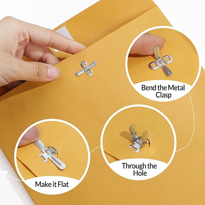 SUNEE 6x9 Clasp Envelopes 100 Count - 6x9 Inch Brown Kraft Envelopes with Clasp Closure – for Home, Office, Business, Legal or School, Great for Filing, Storing or Mailing Documents-DeskLoop Office