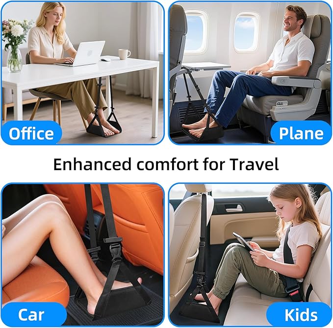 Airplane Foot Hammock for Plane Travel,Foot Sling Swing Rest for Airplane Travel,Plane Foot Hammock and Leg Rest for Long Air Flight,Feet Hammock Footrest and Leg Sling for Long Air Flights.-DeskLoop Office