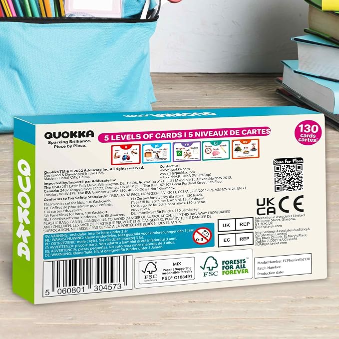 QUOKKA Phonics Flash Cards for Kids Ages 4-8 – 20 Phonic Stages 130 Card Games - Image 8