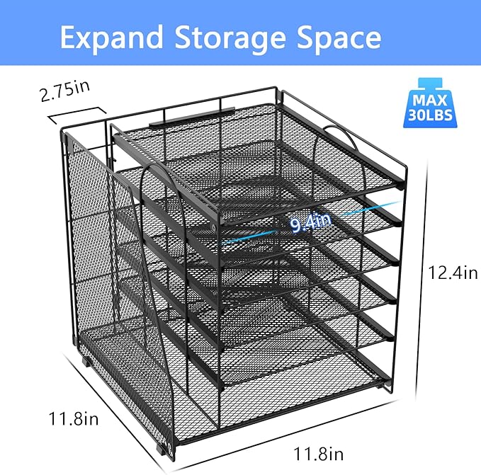 gianotter Desk Organizers and Accessories, 6-Tier Paper Organizer with File Holder, Document Organizer, Office Decor, Home Office Essentials(Black)-DeskLoop Office