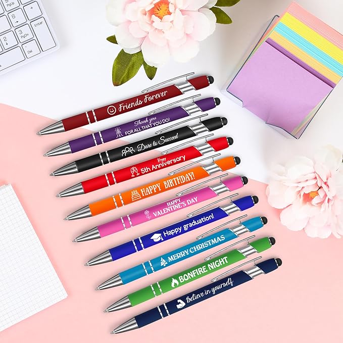 Personalized Pens Bulk 50 100pcs with Name Logo,Custom Black Blue Ink Pens, Customized Funny Quote Motivational Saying,Back to School Supplies, Graduation Office Coworker Thank You Appreciation Gifts-DeskLoop Office