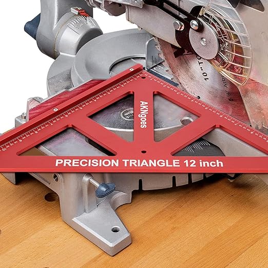 Precision Triangle Square 12inch, Metric & Imperial Scale Framing Square for Precise 90 and 45-Degree Measurement, Aluminum Alloy Architect Ruler for Carpenter-DeskLoop Office