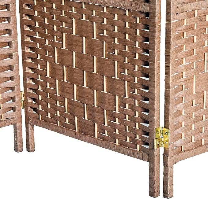 HOMCOM Room Divider, 3 Panel Folding Privacy Screen, 6FT Tall Portable Wicker Weave Partition Wall Divider for Bedroom, Home Office, Natural-DeskLoop Office