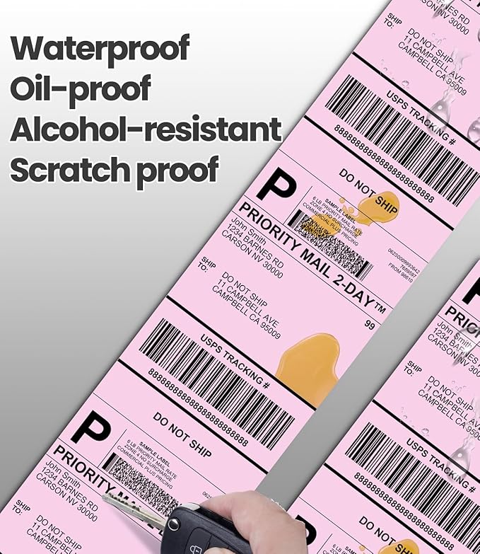 Pink Thermal Labels 4x6 for Shipping Label Printers - 500 PCS Pink Shipping Labels Compatible with Thermal Printers 4x6, Water/Oilproof Label Paper, Use for Logistics Business-DeskLoop Office