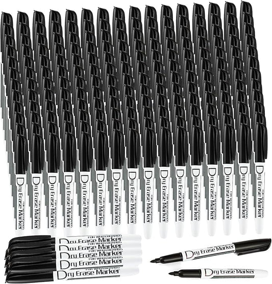 Volcanics Black Dry Erase Markers Bulk Pack - 200 Fine Tip Whiteboard Markers, Low Odor, Quick Dry, Ideal for Office, Classroom, Business, Meeting Room & Warehouse Use-DeskLoop Office