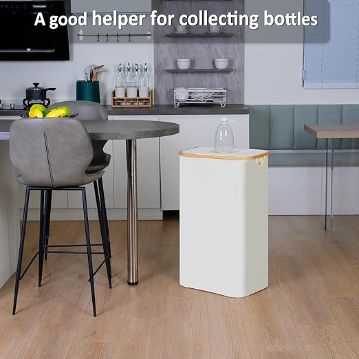 29 Gallons Recycling Bins for Kitchen, Indoor Recycle Bins with Lid, 110L Large Recycle bin with 2 Removeable Reusable Inner Bags, for Bottles Cans Glass Plastice Cartons(Beige)-DeskLoop Office