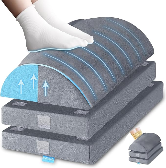 KAYFIA Foot Rest for Under Desk at Work XXL(20in) with 3 Adjustable Heights,Foot Stool with Supportive Gel Foam, Warmer Feet Pocket Footrest for Office Gaming Chair, for Leg Support -Gra-DeskLoop Office