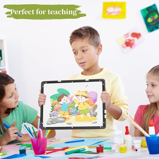 Dry Erase Calendar White Board for Wall, Polegas 17" X 13" Magnetic Whiteboard Dry Erase Cork Board Combination, Small Wall Monthly Double Sided Boards Student, Home, Office (Black)-DeskLoop Office