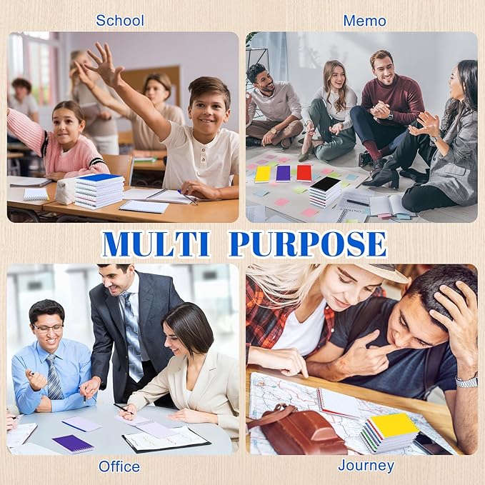 24 Pcs Small Pocket Notebooks 3 x 5 Inch Mini Memo Spiral Notepads Top Bound College Ruled Lined Note Pads for Back School Office Journaling Noting, 75 Sheets/Pad (Fresh Color)-DeskLoop Office