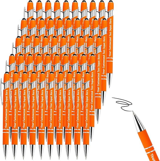 Up to 300 Pcs Personalized Ballpoint Pen Custom Pens Free Engraved Bulk with Name Logo Soft Black Ink Stylus with Touch Metal Office Gift for Anniversaries Graduations Birthdays-DeskLoop Office