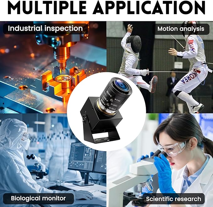 USB Camera 120fps High Speed Webcam Golf Swing 4K 12Megapixels USB Cam with 3X Manual Optical Zoom Lens Lightburn PC Computer Plug and Play for Linux Windows Mac OS-DeskLoop Office