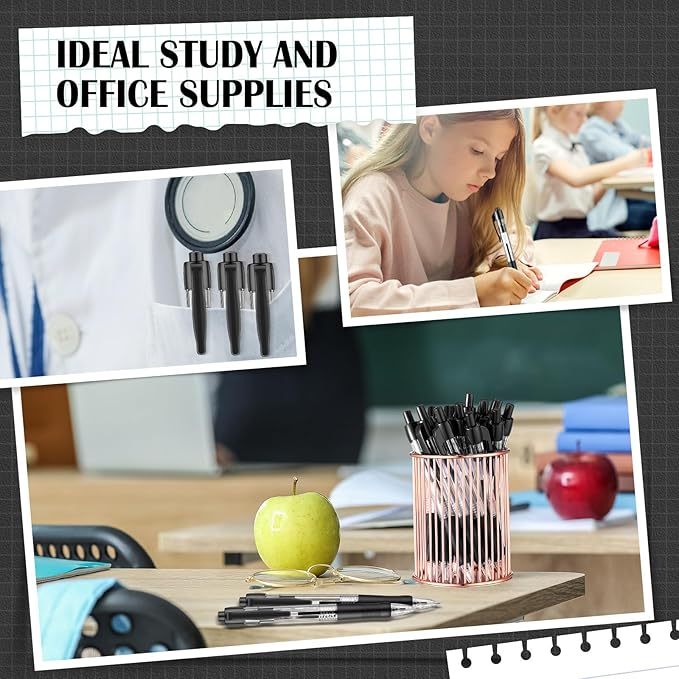 Fulmoon 100 Pcs Gel Ink Pens Retractable Ballpoint Medium Point 1.0 mm Ballpoint Smooth Writing Click Pens for Journal Writing Office Home(Black Ink)-DeskLoop Office