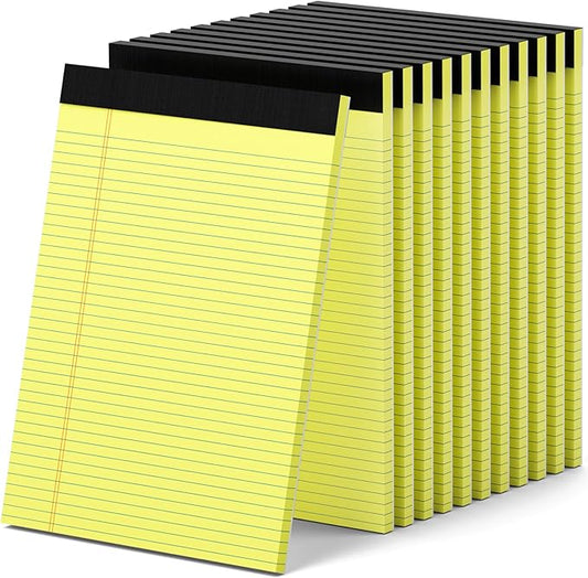 12 Pack Yellow Legal Pads 8.5 x 11.75 College Ruled Yellow Note Pad Narrow Ruled 30 Sheets Notepads Perforated Writing Pad Clear Print 8x11 Legal Pads Pads of Paper-DeskLoop Office