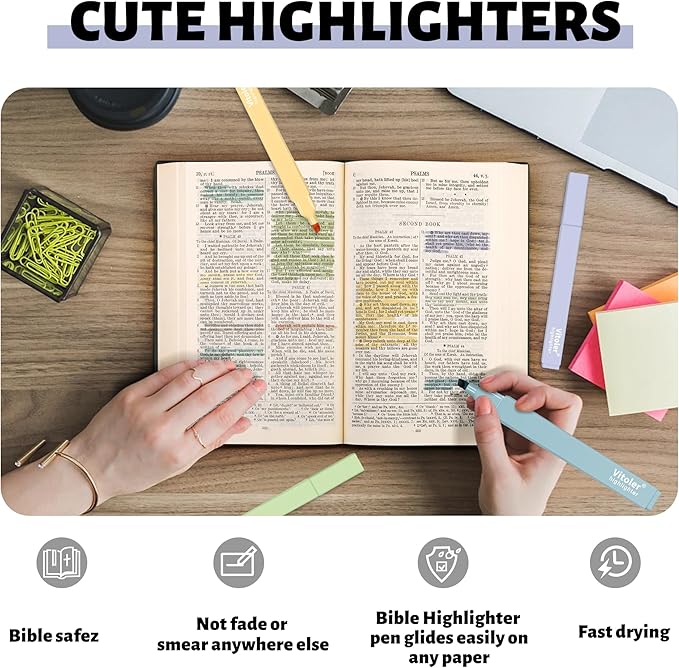 Highlighters,10Pcs Bible Highlighters,Chisel Tip Office Accessories for Journaling Planner Notes School Supplies-DeskLoop Office