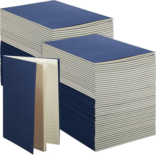 100 Pcs Kraft Notebook Journals 5.5 Inch x 8.3 Inch A5 Softcover Notebooks Bulk for Writing Sketch Office Notepad with 60 Pages 30 Sheets (Multicolor,Lined)(Navy Blue,Lined)-DeskLoop Office