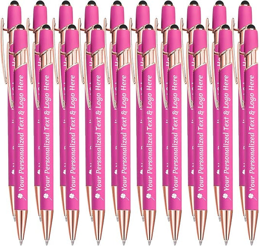 STREADVE Personalized Custom Pens 20 Engraved Writing Pen with Name Logo, Customized Promotional Items Stylus Pen Gifts for Women Realtor Quinceañera Wedding Business, Pink-DeskLoop Office
