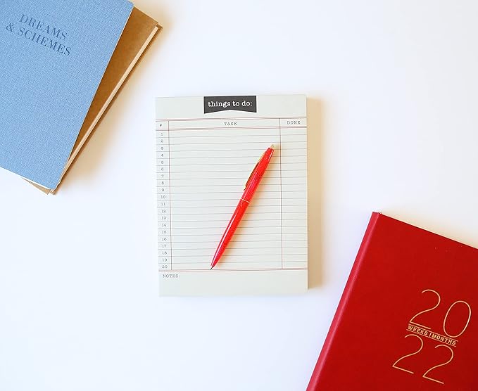 Graphique Library Card To-Do List Notepad | 150 Tear-Away Sheets | Task Planner | Daily Organizer | Memo Writing Pad | Priority Checklist | Undated | 6” x 8”-DeskLoop Office