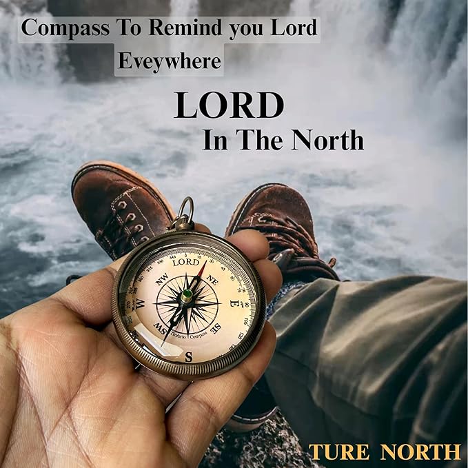 Trust in The Lord with All Your Heart -Proverbs 3: 5-6 Quote Engraved Compass with Wooden Box, Baptism Gifts for Boys, Inspirational Gifts Men, Graduation Day Gifts, First Communion Gifts-DeskLoop Office