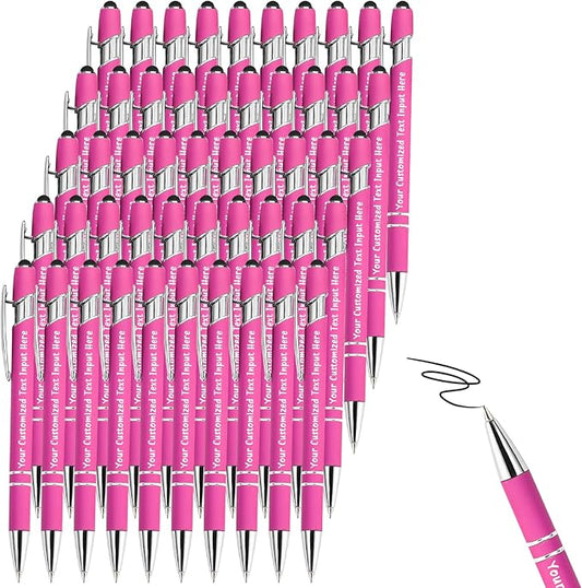 Up to 200 Pcs Personalized Ballpoint Pen Custom Pens Free Engraved Bulk with Name Logo Soft Black Ink Stylus with Touch Metal Office Gift for Anniversaries Graduations Birthdays-DeskLoop Office