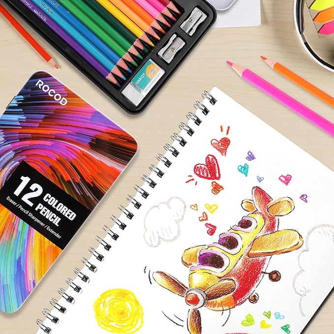 12-Color Colored Pencils Professional Coloring Pencils for Kids and Adults Art Color Drawing Pencil Set-DeskLoop Office