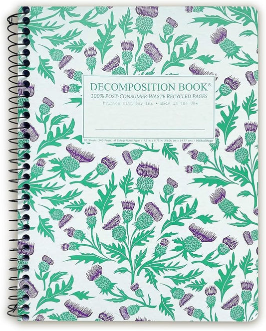 Decomposition Thistles College Ruled Spiral Notebook - 9.75 x 7.5 Journal with 160 Lined Pages - 100% Recycled Paper - Cute Notebooks for School Supplies, Home & Office - Made in USA-DeskLoop Office