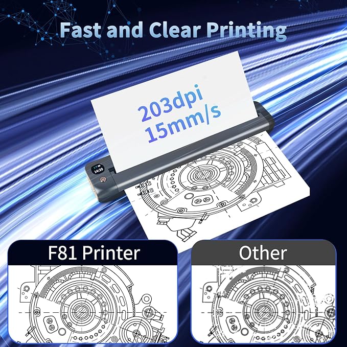 Rongta Portable Printers Wireless for Travel, WiFi & Bluetooth Mobile Printer, Thermal Inkless Printer for School/Office/Home Use, Compatible with Android,iOS & Laptop (Gray)-DeskLoop Office