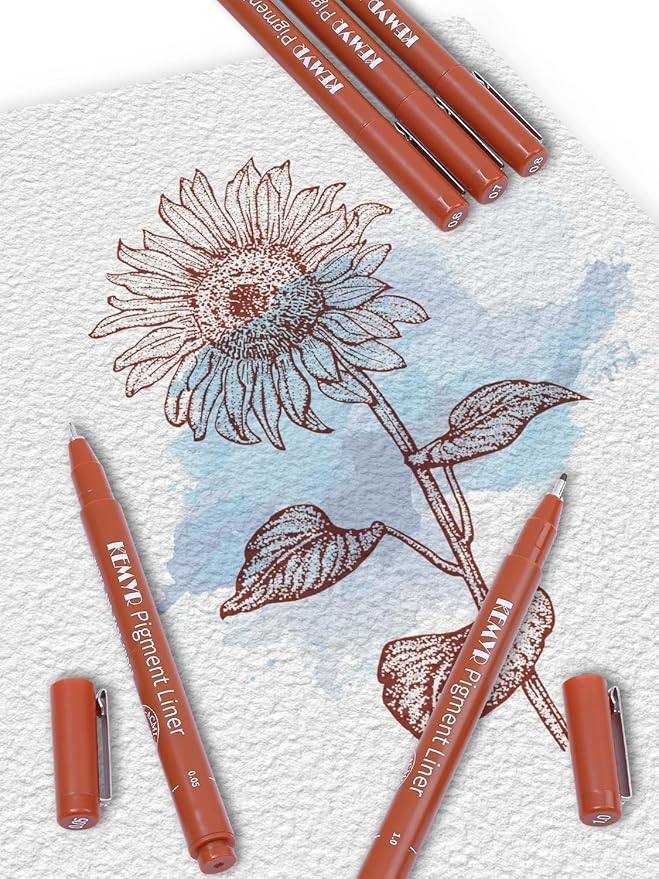 10 Micro Fine liner Drawing Art Pens Calligraphy Pens: 0.05mm-1.0mm Size Art supplies Waterproof Archival Sepia Ink Markers For Artists,Use for Professional Watercolor,Sketching-DeskLoop Office