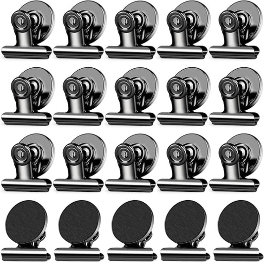 20 Pack Magnetic Clips, Fridge Magnets Refrigerator Magnets, Black Magnet Clips for Whiteboard, Clip Magnets for Photo Displays, Home, Office, Classroom-DeskLoop Office
