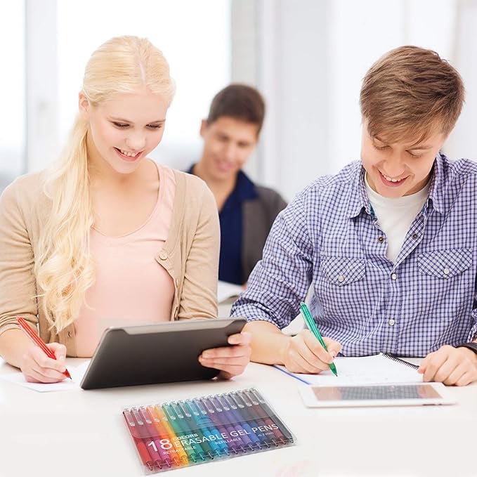 Vanstek 18 Colors Retractable Erasable Gel Pens Clicker, Fine Point(0.7), Make Mistakes Disappear, Premium Comfort Grip for Drawing Writing Planner and Crossword Puzzles-DeskLoop Office