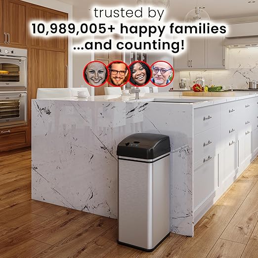 iTouchless 13 Gallon Dog Proof Trash Can with Odor Filter, Motion Sensor Stainless Steel Kitchen Trashcan Garbage Bin for Home Office Work Bedroom Living Room Garage Large Capacity Slim Wastebasket-DeskLoop Office