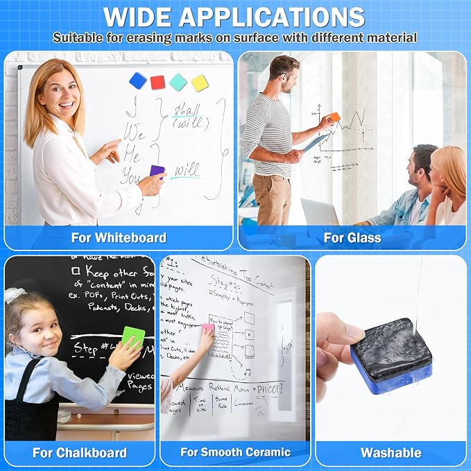 EAONE 48 Pack Dry Erase Eraser, Magnetic Whiteboard Cleaner Mini Chalkboard - Image 6