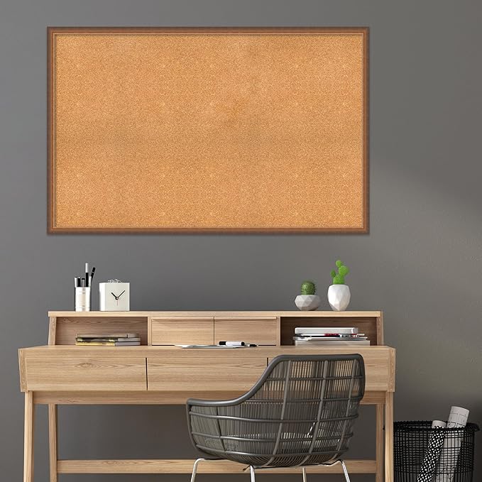 Amanti Art Natural Cork Board for Wall, 36x56 Vision Board with Bronze Frame, Oversize Corkboard Office Decor for Home Organization, Modern Corkboard Pinboard to Display Items for Home Organization-DeskLoop Office