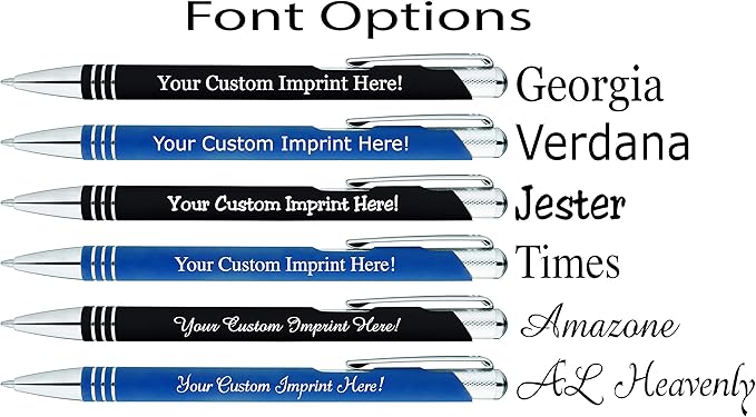 ExpressDesigns™ - Blue Ink Personalized Pens Rubberized - The Cameron - Custom Printed Name Pens - Imprinted with Logo or Message - Includes Personalization - 6 Pack (Assorted)-DeskLoop Office