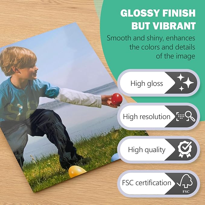 Glossy Photo Paper 4x6, 5x7, 8.5x11, 120 Variety Pack Bulk, Assorted Sizes, Inkjet printer, 52lb/200gsm-DeskLoop Office