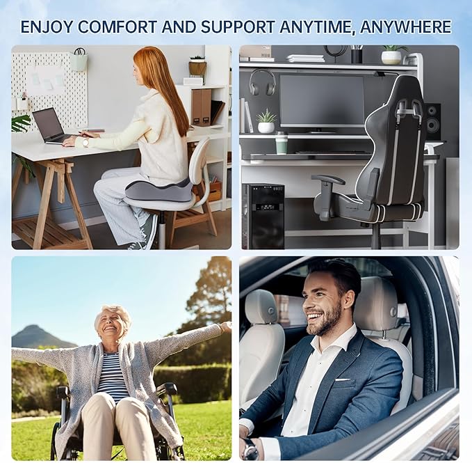 Seat Cushion, X-Large Memory Foam Office Chair Cushion, for Pressure Relief Sciatica & Pain Relief for Long Sitting Hours on Office/Home Chair, Car, Wheelchair-DeskLoop Office