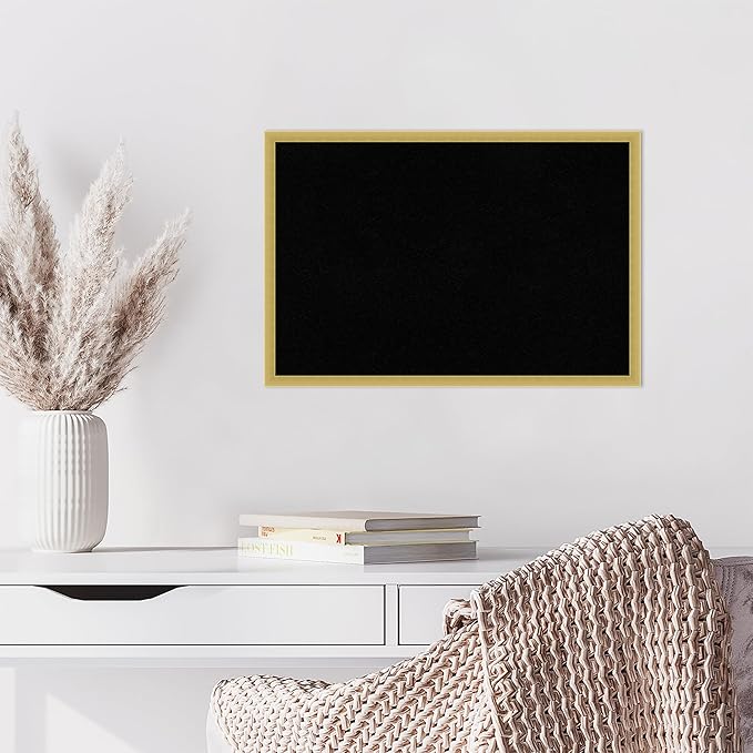 Amanti Art Black Cork Board for Wall, 17x25 Vision Board with Gold Wood Frame, Medium Corkboard Office Decor for Home Organization, Modern Contemporary Corkboard Pinboard to display items for home-DeskLoop Office